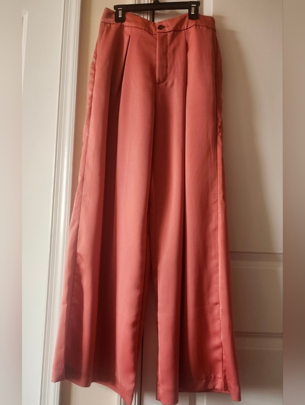 Coral Wide-Leg Satin Trousers
